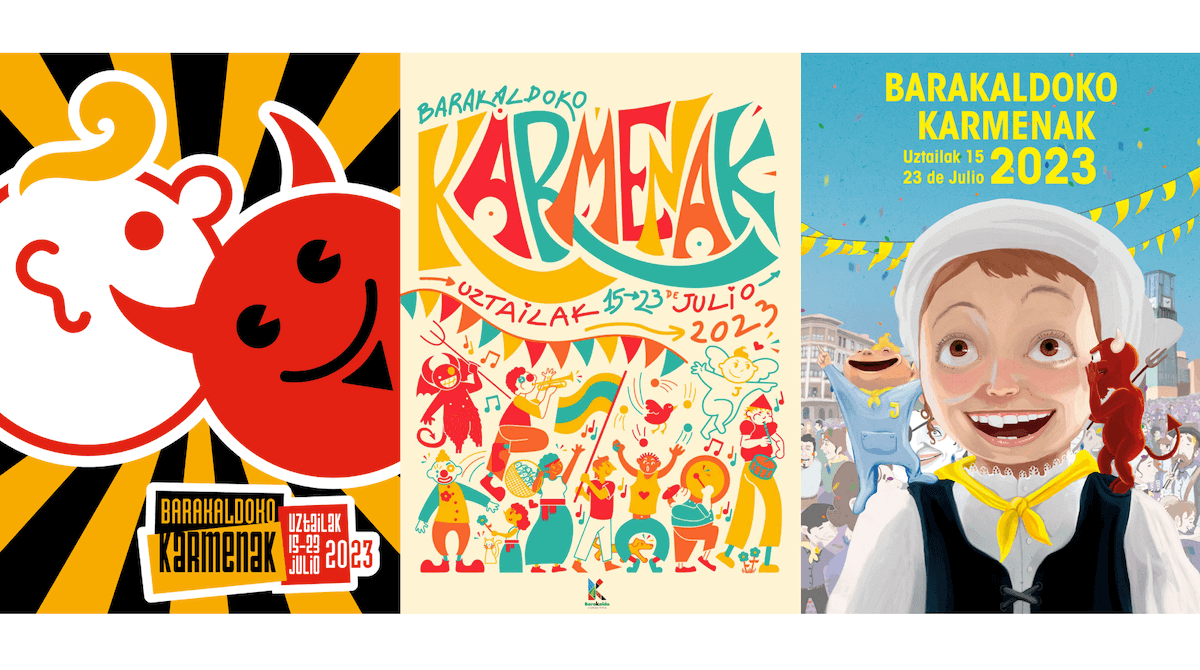 Los tres carteles finalistas para los Karmenak 2023