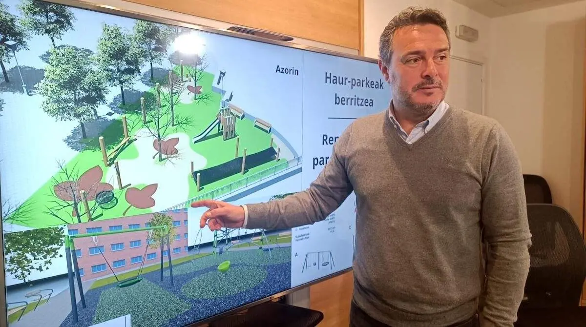 Jon Andoni Uria, concejal de Obras y Servicios para los barrios y la ciudad muestra cómo quedarán los nuevos parques