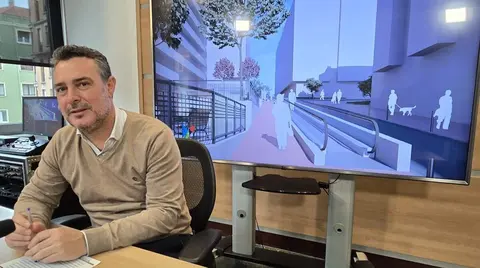 Jon Andoni Uria, concejal de Obras para los Barrios y la Ciudad, rampas calle Bizkaia 26-3-10